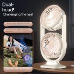 Dual Head High Speed Fan With Light (Gray + Purple) - Image 3